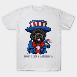 Funny 4th of July Bouvier des Flandres Dog Bless America T-Shirt